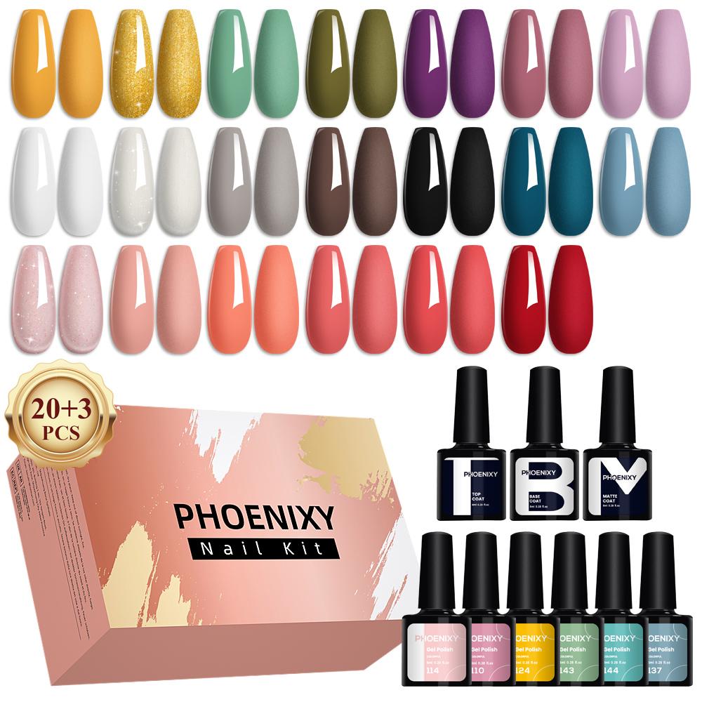 PHOENIXY 59/35/26 ΤΕΜ Σετ βερνικιού νυχιών gel με βάση και γυαλιστερό ματ Top Coat Soak off Gel Σετ νυχιών Κατάλληλο για Δώρα Gel Polish All Seasons