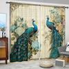2pcs Peacock Style Printed Curtain for Home Decor -Rod Pocket Window Treatment for Bedroom,Office, Kitchen,Living Room,and Study