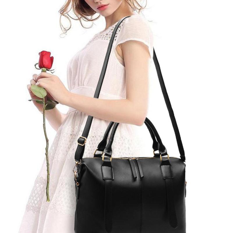 Messenger Bags for Women PU Leather Top-handle Handbag Large Capacity Shoulder Bag Solid Color Classic Crossbody Bag Shopping