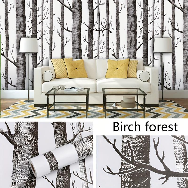 

Самоклеящиеся обои с рисунком под березу 17,7x393,7 дюйма, водонепроницаемые, съемные, для гостиной, спальни, кухни, декора 45*1000cm/17.7 * 393.7in