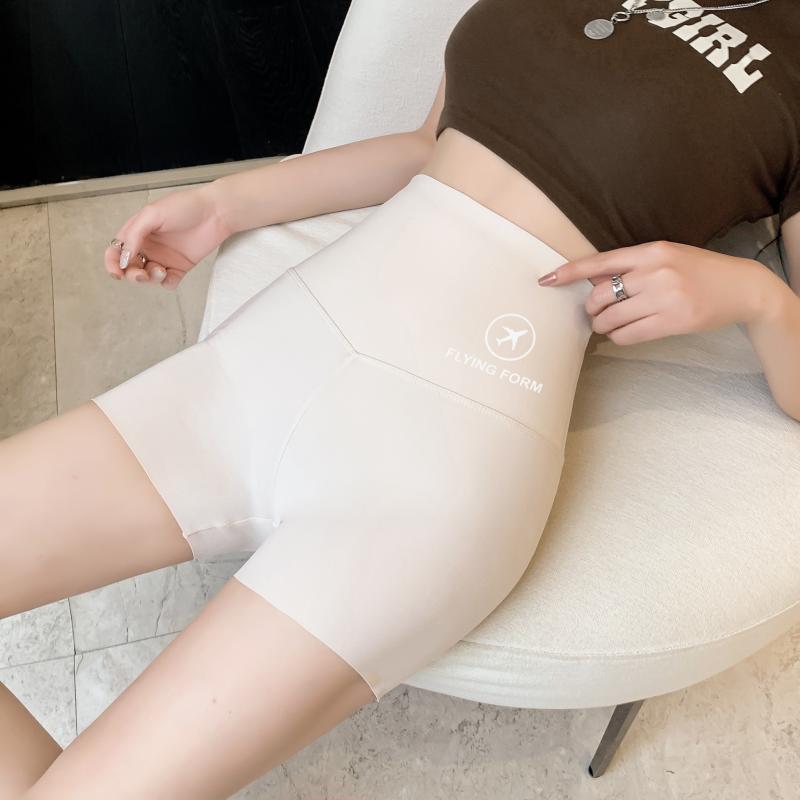 High waist, belly, three-point shark pants for women's summer, thin, seamless, non-rolling, anti-light, outer wear, yoga backing, safety shorts