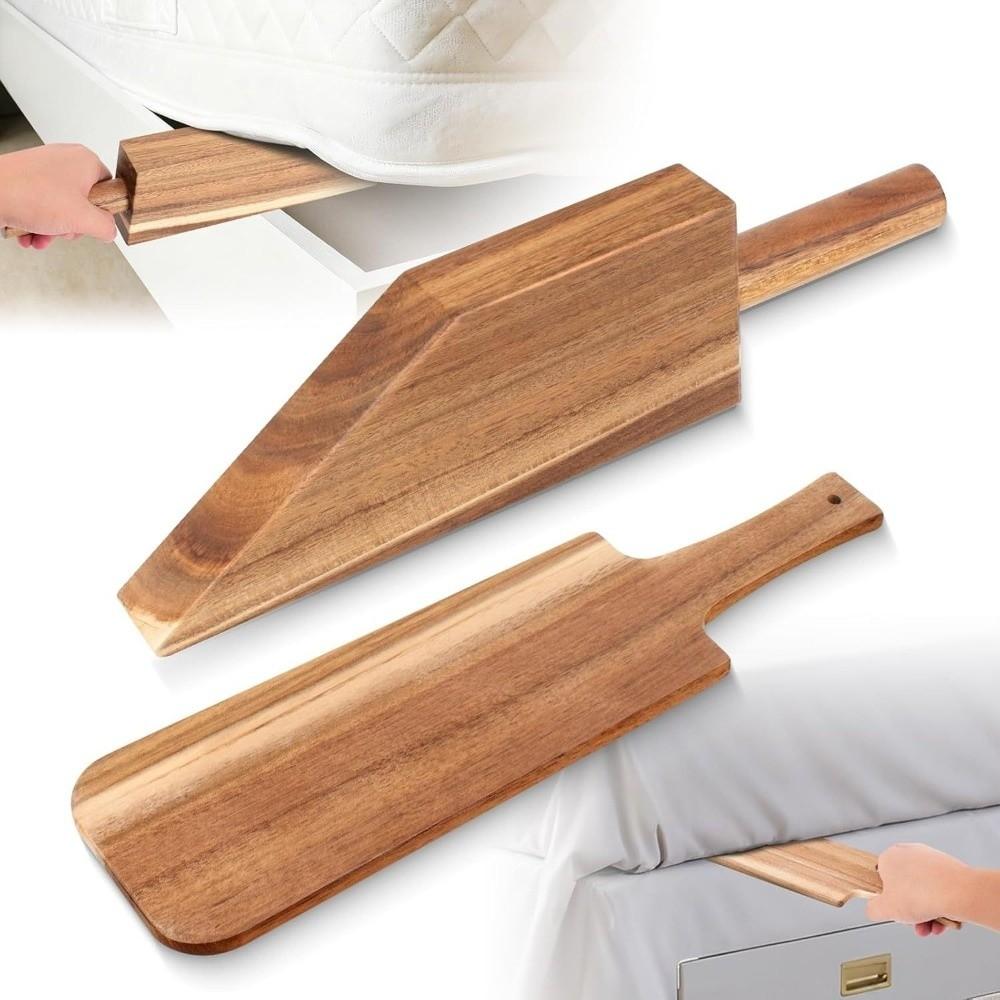 2 Pcs Set Wooden Mattress Lifter Extra Long Effortless Lifting Bed Maker Tool Easy Tuck Removes Sheets Mattress Elevator