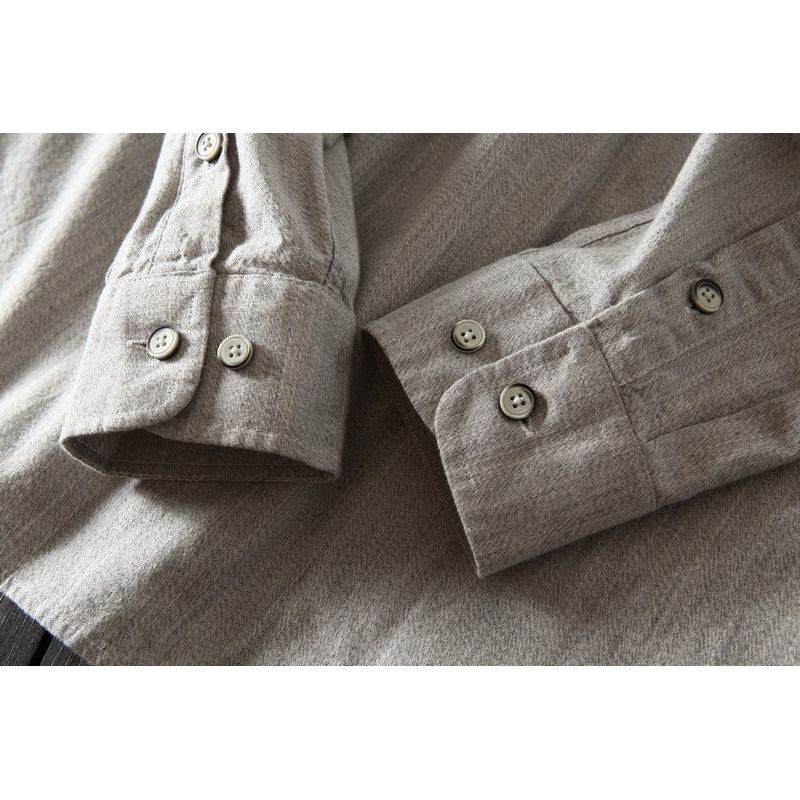 Export Original Order Leftover Stock Autumn Men Washed Pure Cotton Silm Long Sleeves Shirt Men's Casual Large Solid-Colored Shirt Fashion