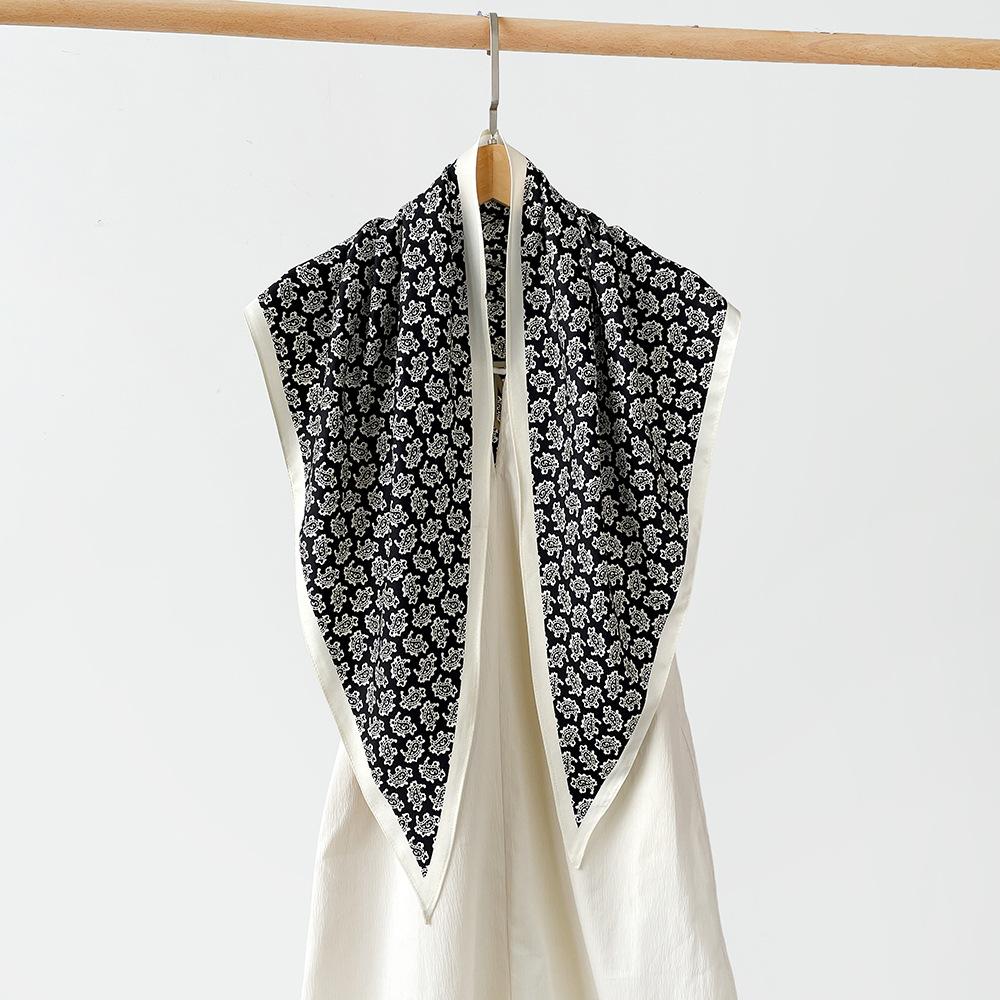 Wear A Triangular Scarf, Headscarf, Twill Silk Scarf, Shawl, Retro Literary Cashew Print Silk Scarf, Women'S Waist Seal Decoration