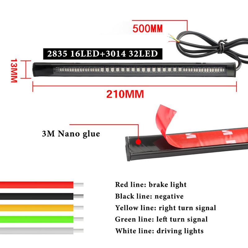 Motorcycle Brake Stop Light 2835 3014 SMD Universal Tail Lamp Strip Car Accessories Universal