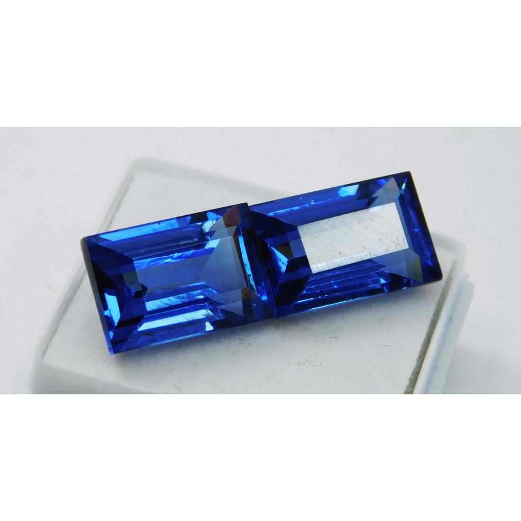 Sri Lankan 21Ct Natural Blue Sapphire Baguette Cut Loose Gemstone PAIR