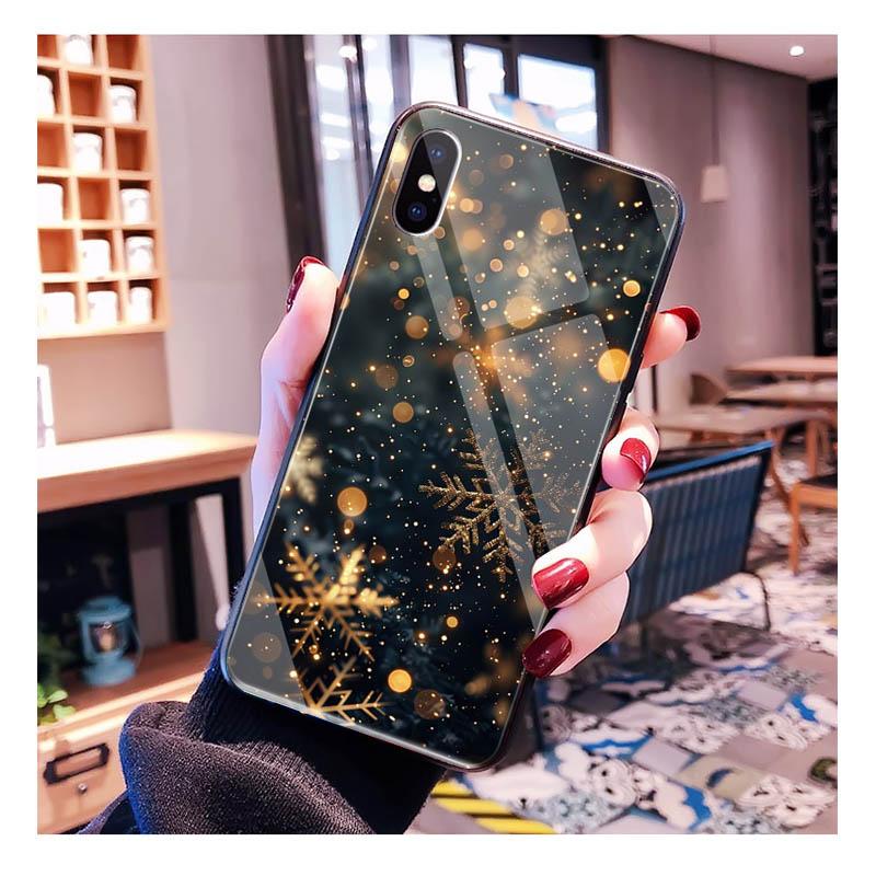 Winter Christmas Glass phone case For Samsung S25 S24 S23 S22 Ultra S24 Plus A55 A16 A54 A15 A56 A36 S25 FE