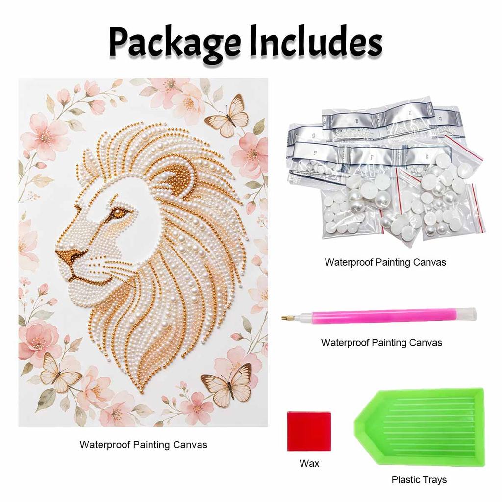 DIY Pearl Embroidery Diamond Painting Kit Majestic Lion Sparkling Beads Art Craft Handmade Decoration Gift for Home