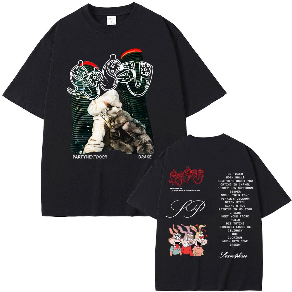 Rapper PARTYNEXTDOOR & Drake Some Sexy Songs 4 U SSS4U 2025 Double Sided Print T Shirts Men Fashion Hip Hop Oversized T-shirts
