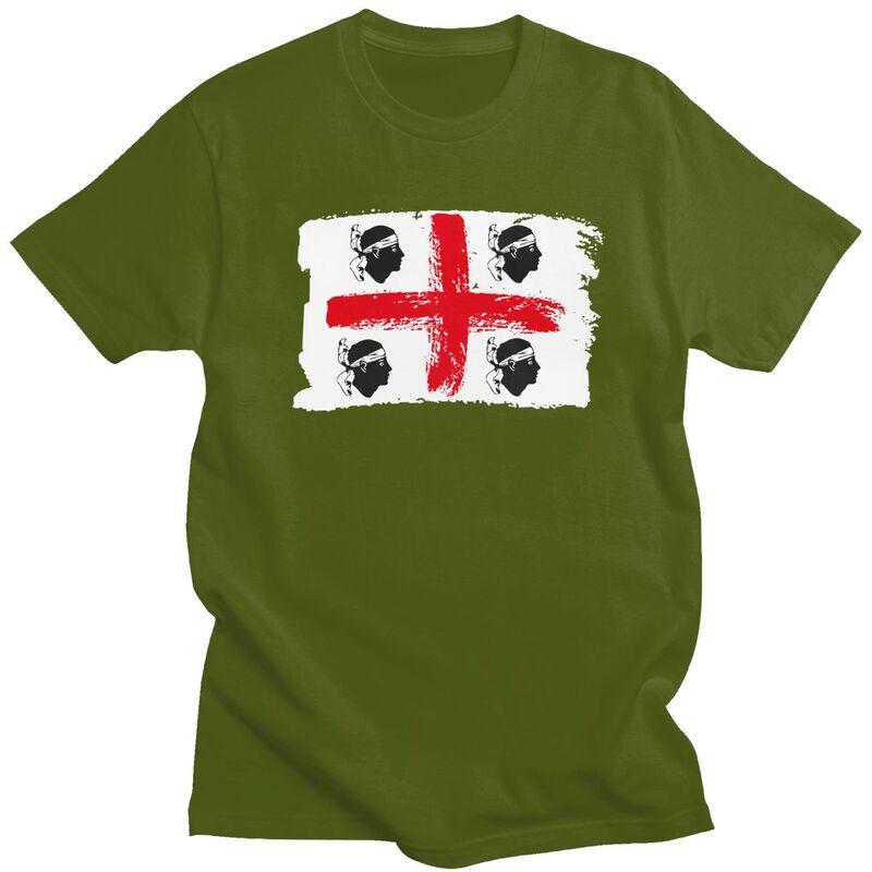 GUOYAN TOP Custom Itali&euml; Sardini&euml; Wapen T-shirt Heren Korte Mouw Sardegna Vlag Vier Moren T-shirts Tee 100% Katoen Normale Pasvorm T-shirt M