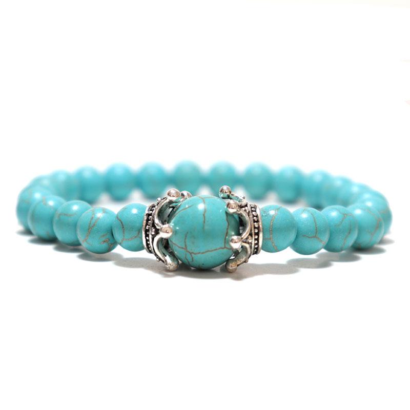 Noter Natural Tiger eye Bracelets Men Antique Crown Braslet 8mm Obsidian Lava Stone Brazalete Male Accessories Pulseira Armband