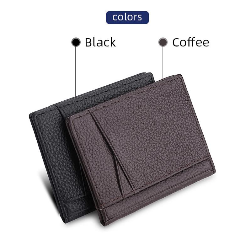 YUECIMIE Portefeuille Super Fin Souple Cuir Véritable Mini Porte-Cartes de Crédit Portefeuilles Porte-Monnaie Fin Petit Porte-Cartes Portefeuille Homme