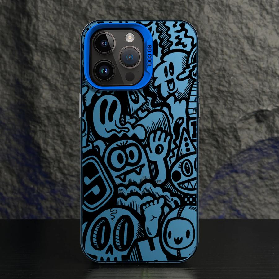 

Чехол для телефона iPhone 15 16 Pro Max 11 13 Pro 14 Plus 12 11Pro 15Pro Max 16e Защитная крышка Fundas Супер Крутой Черный Граффити iPhone 11