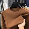 New Autumn And Winter Men'S Sweater Solid Color Round Neck Jacquard Casual Fashionable Simple Knitwear Base Sweater Top