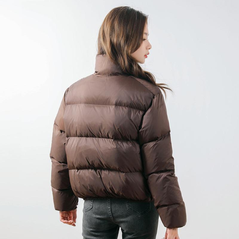 Feather new winter small solid color bread jacket thickened down jacket women's warm white duck down jacket