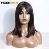 FREEDOM Synthetic Short Bob Wig With Bangs Cosplay Lolita Hair Wigs For Women Silky Straight Wig Ombre Brown Heat Resistant Wig