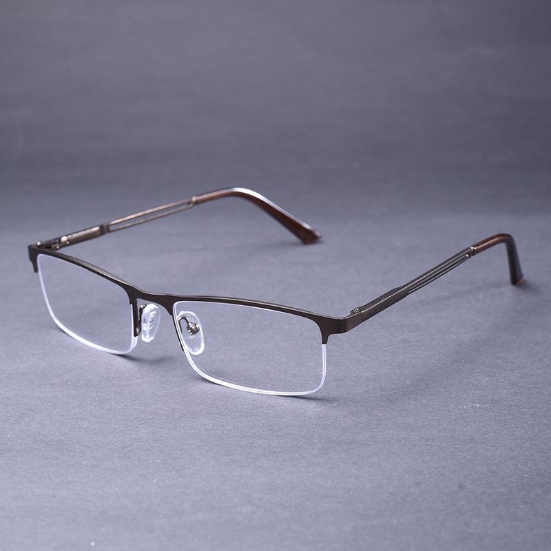 Brown Frame Anti Blue Light Men's Reading Glasses With Spring Hinge Half Frame Business Presbyopic Optical Readers +1.25+1.75+2.