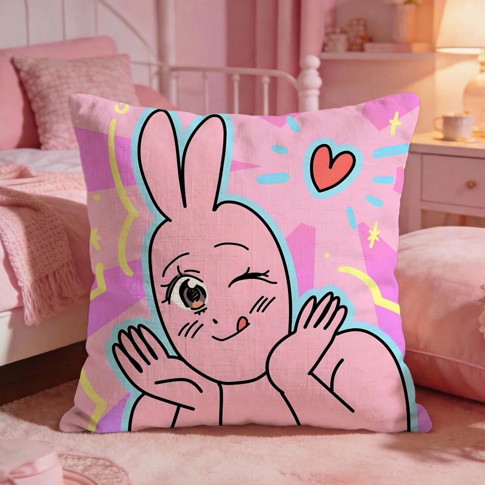 My Ffriends Rabbit Cute Cushion Cover Premium Comfort Reversible Pillow Cove Two In One Design For Any Room  Car Interior