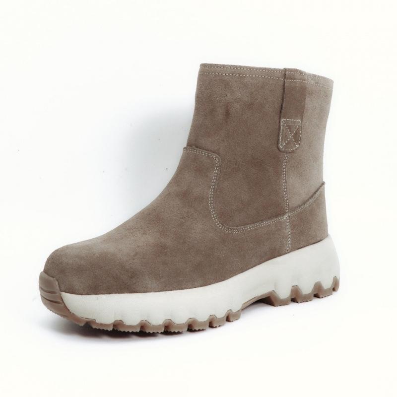 

Men s winter cold-proof wool boots high-top side zipper outdoor snow boots lightweight non-slip beef tendon sole suede leather 45 света кофе