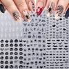 Dark Style Nail Wraps Halloween Art Stickers, 3D Embossed Skeleton Hand Pumpkin Bat Professional Salon Accessories Black Decals,