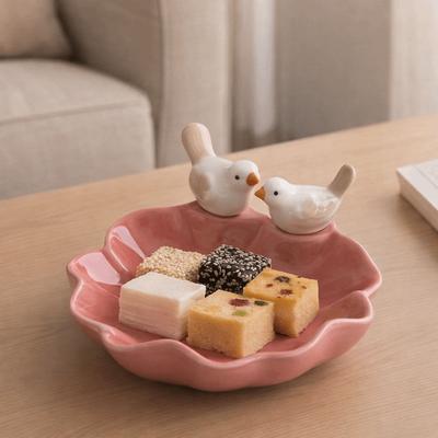 Decorative Handmade Bird Shaped Pastry Plate Floral Exquisite Tea Snack Fruit Tray Cute Home Storage Dish Bedroom