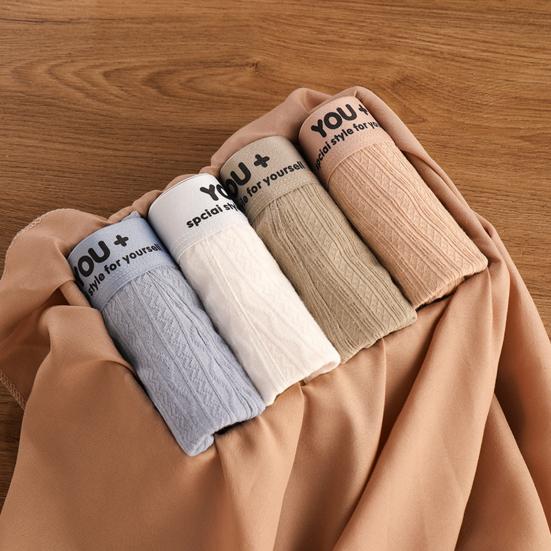 Men Boxer Underwear Elastic Mid-Waist Design Breathable Comfortable Shorts Briefs Letter Print U-Convex Panties