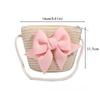Handmade Woven Crossbody Bag Mini Coin Purse Beach Handbags Cute Bow Straw Shoulder Bags Baby Girls Princess Kids Messenger Bags