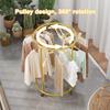 Metal Clothing Stand with Wheels 360°Rotating Movable Clothing Organizer Rack Round Garment Rack for Live Broadcast Room
