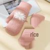 Korean-Style Cute Snowflake Lamb Wool Fingerless Winter Gloves: Thick, Warm, Double-Layered Mittens for Students.
