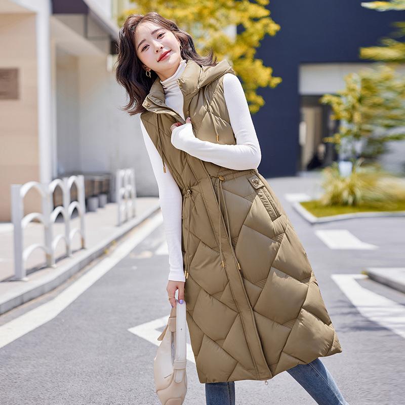 

Новая женская легкая куртка без рукавов с капюшоном высокого качества однотонная утолщенная теплая спортивная и повседневная свободная длинная хлопковая куртка XXL темно-коричневого