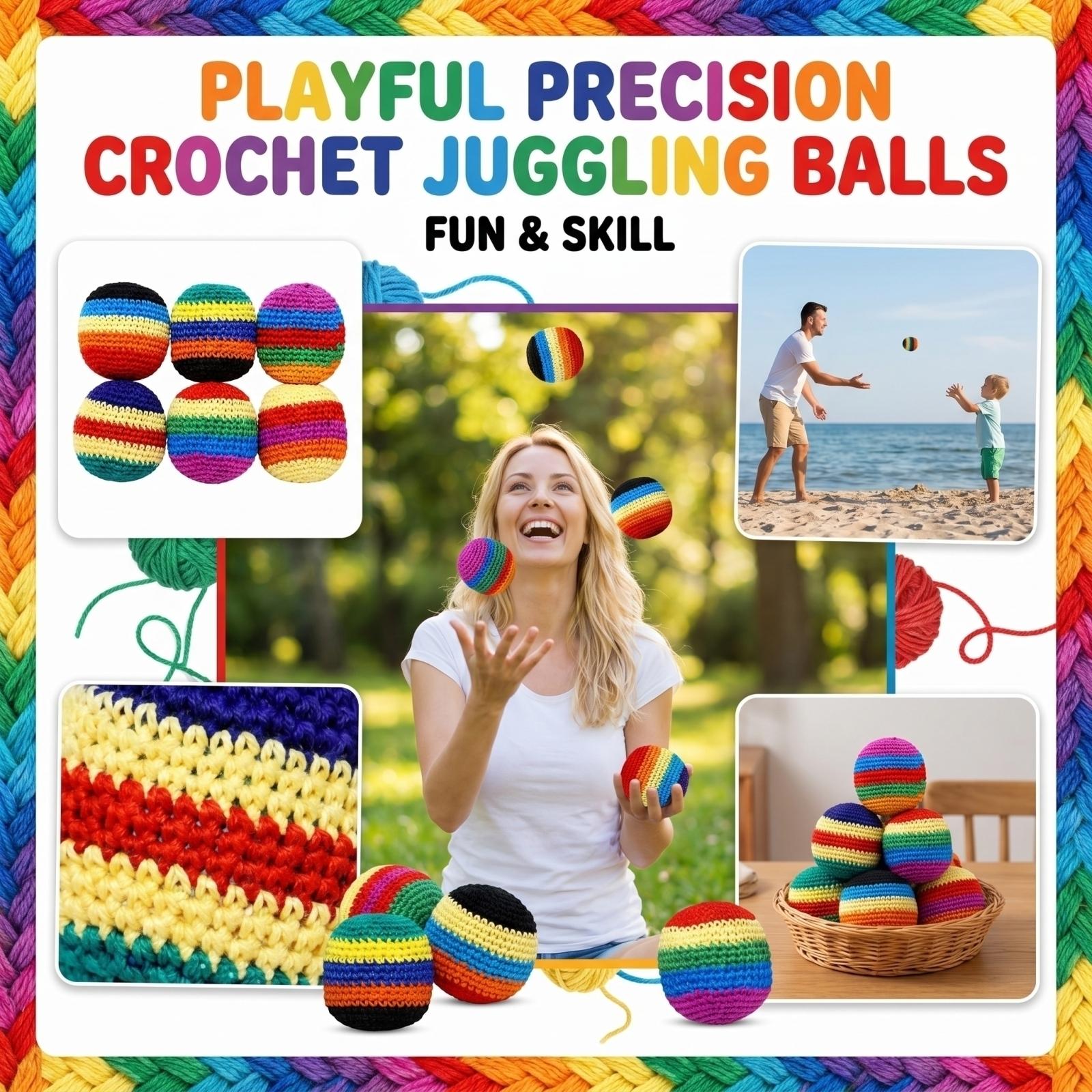 

6 Pack Handcrafted Crochet Footbags Soft Knitted Juggling Balls Durable Style for Outdoor Play Activities One Size