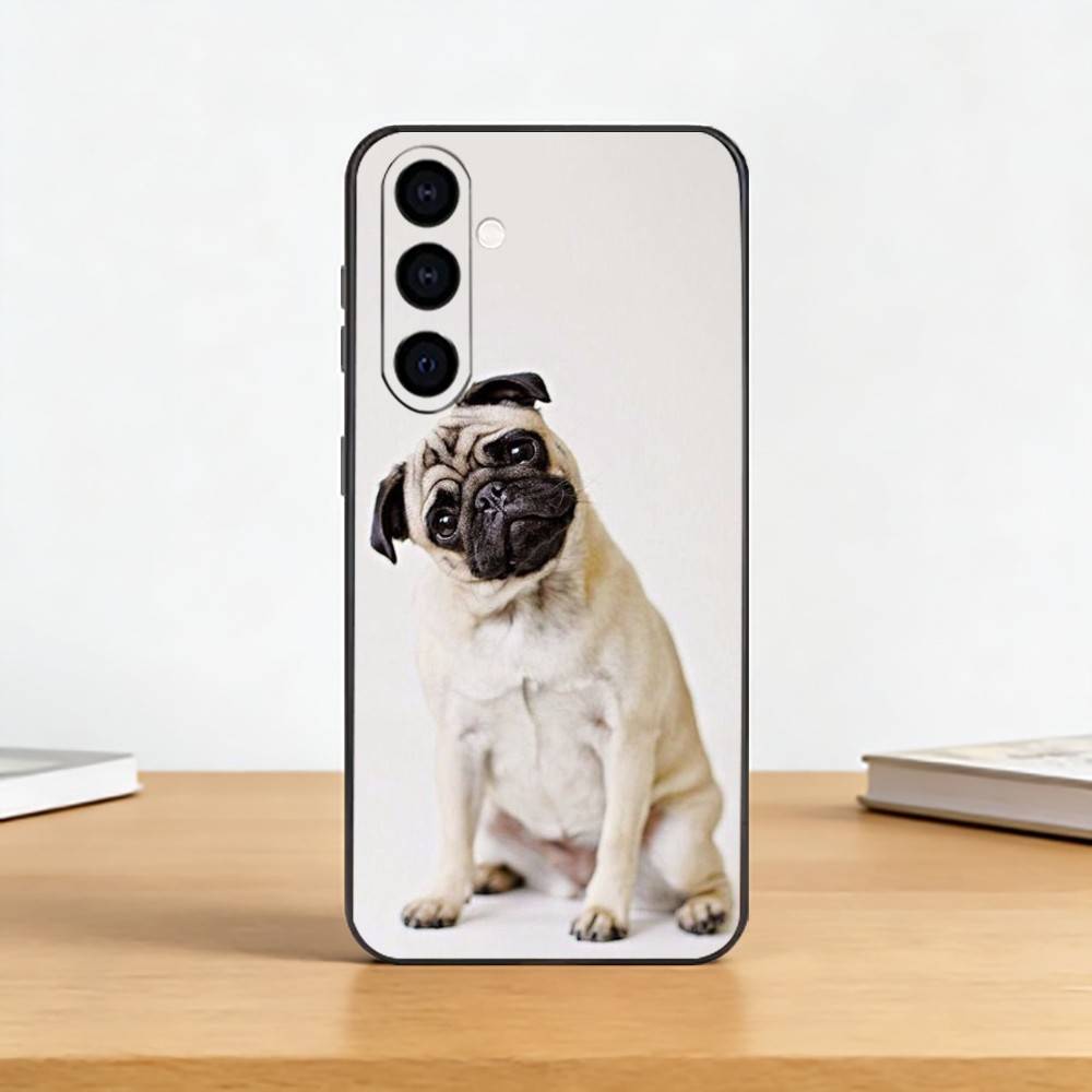 C-Cute Pug Dog Phone Case For Samsung Galaxy A73,A72,A71,A70,A53,A52,A51,Others Soft Black Cover