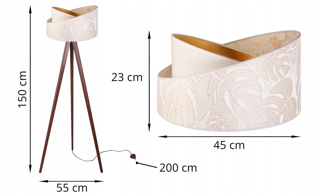 Floor Lamp Standing Tripod Wooden Lampshade Pattern