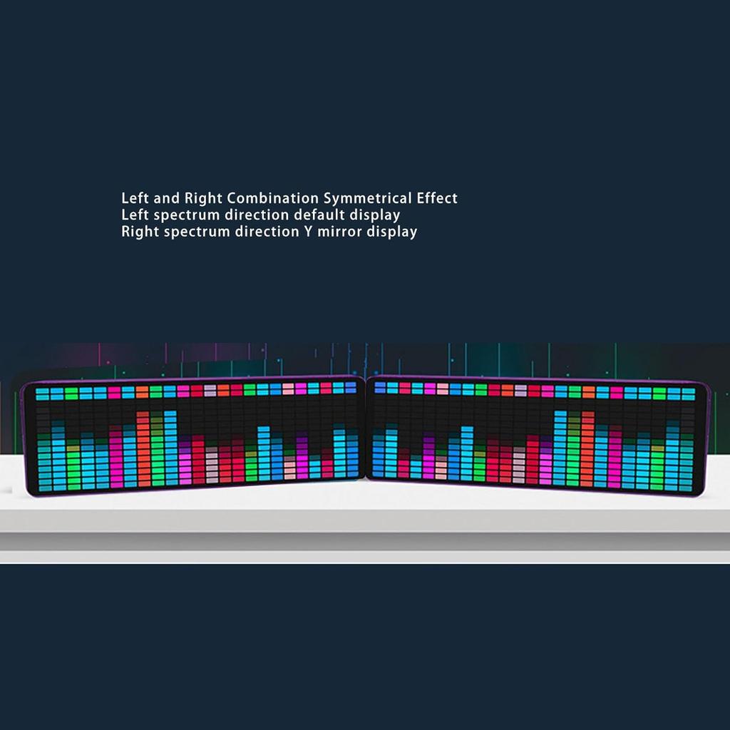 LED Music Spectrum Analyzer, 5VUSB Music Voice Rhythm Spectrum Display, 384 LEDs Clock 20 Dynamic 7 Colors RGB Colorful 1624 Segment Rhythm Light