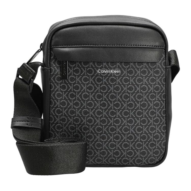 

Calvin Klein Zipper Closure Brand Logo Adjustable Shoulder Strap Faux Leather Crossbody Bag Men crossbody bag Black LV04D3089G Basic Set (Bag)