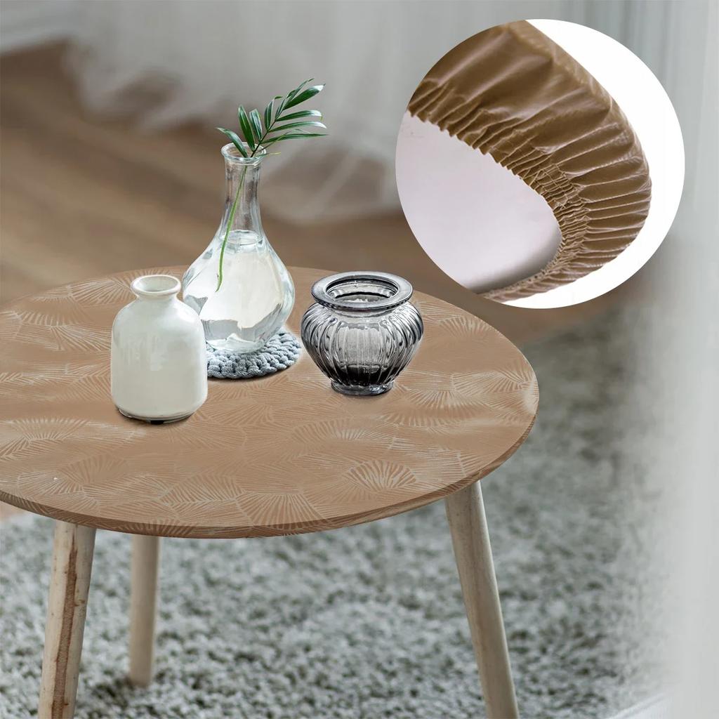 New Round Tablecloth Waterproof Stain Resistant Round Table Cover Anti-slip Table Cover with Elastic Edge Decorative Table