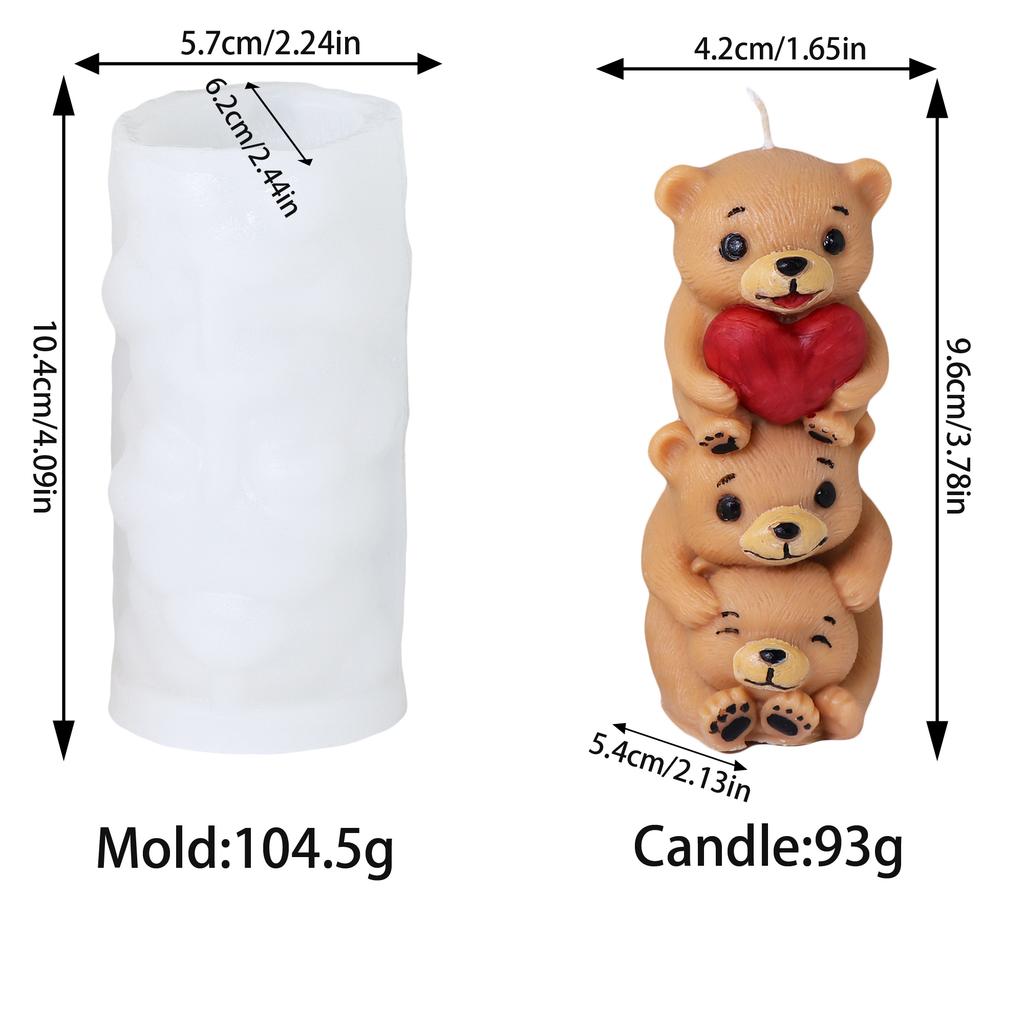 3D medvídek silikonová forma na svíčky zvířátka roztomilý pár medvídků forma na epoxidovou pryskyřici domácí dekorace nástroje na výrobu mýdla romantický svatební dar