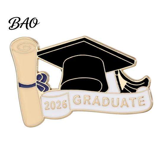 Bachelor Cap Badge 2026 Graduation Brooch Pin, Star Scroll Paper Enamel Lapel Class Of Keepsake of Commemorative for High School College Student