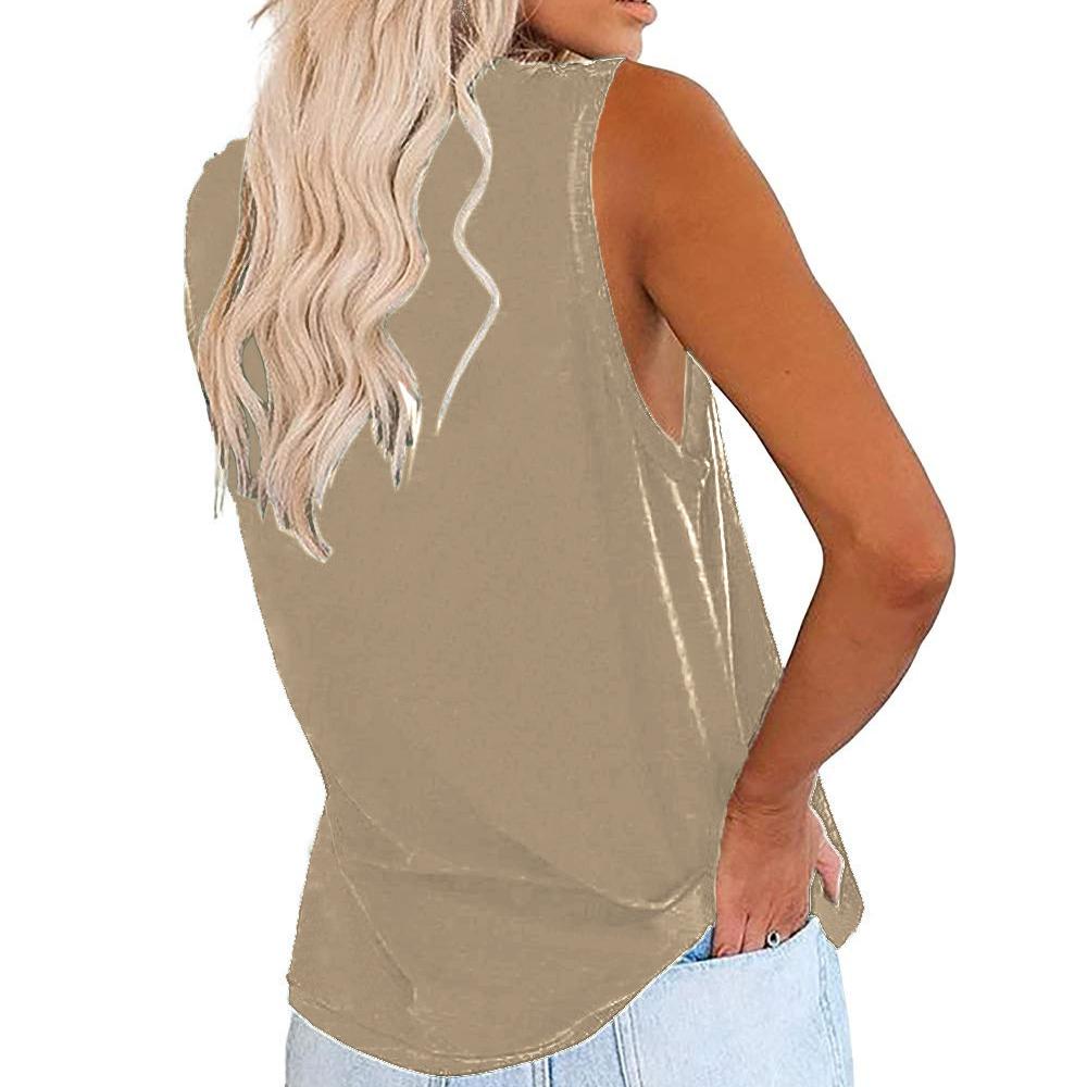 Spring and Summer New Vest V-neck Pocket Loose Casual Plus Size Top for Women