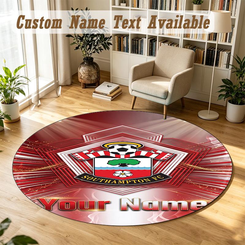 Round Rug Custom NameSouthampton FC Pattern Non Slip Carpet Home Floor Decor
