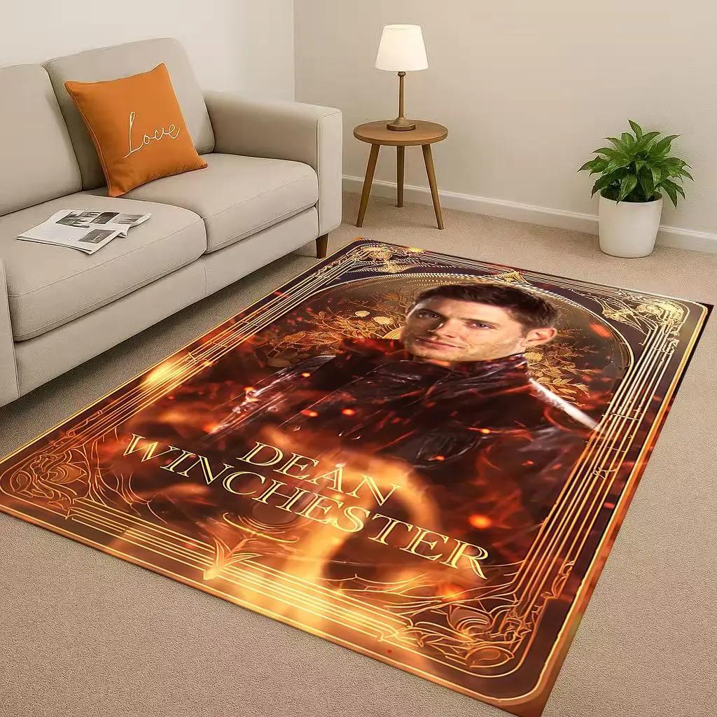 3D Supernatural Sam Dean Winchester TV Living Room Non-Slip Area Rug Soft Carpet for Bedroom Playroom Sofa,Home Decor Doormat