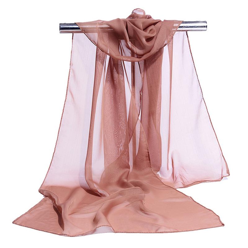 Koreanisches Damen Hochzeits-Abendparty-Kleid Schal Einfarbige Transparente Chiffon-Seiden-Schal Sommer Strandtuch Sonnenschutz-Schal R22