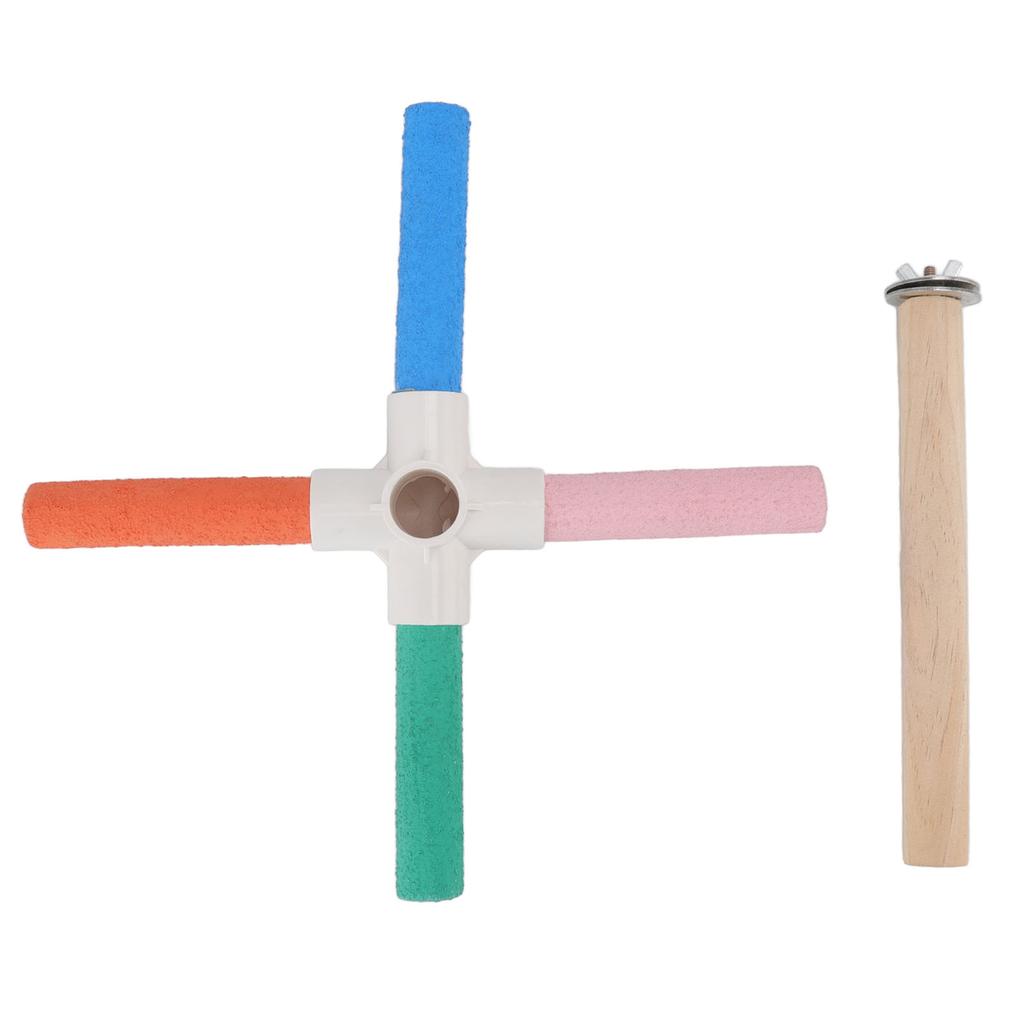Parrot Cross Stand Stick Colorful Safe Healthy Matte Bird Cage Perch Stick with Nuts and Bolts for