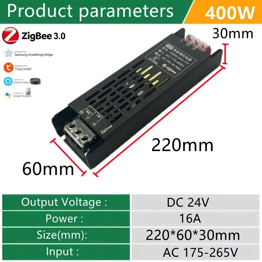 LED Power Supply AC175-265V DC 24V Dimmer Transformer Tuya Zigbee Support Alexa Gooogle Voice APP Control For Home CCT LED Strip