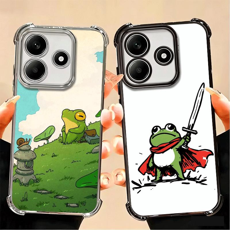 Cute Cartoon Frog Plating Phone Case For Xiaomi Poco X5 X6 X7 X8 Pro Max F8 Ultra F7 M8 M7 M5S Redmi 15C 15 14C 13C 13 X3 12C F6