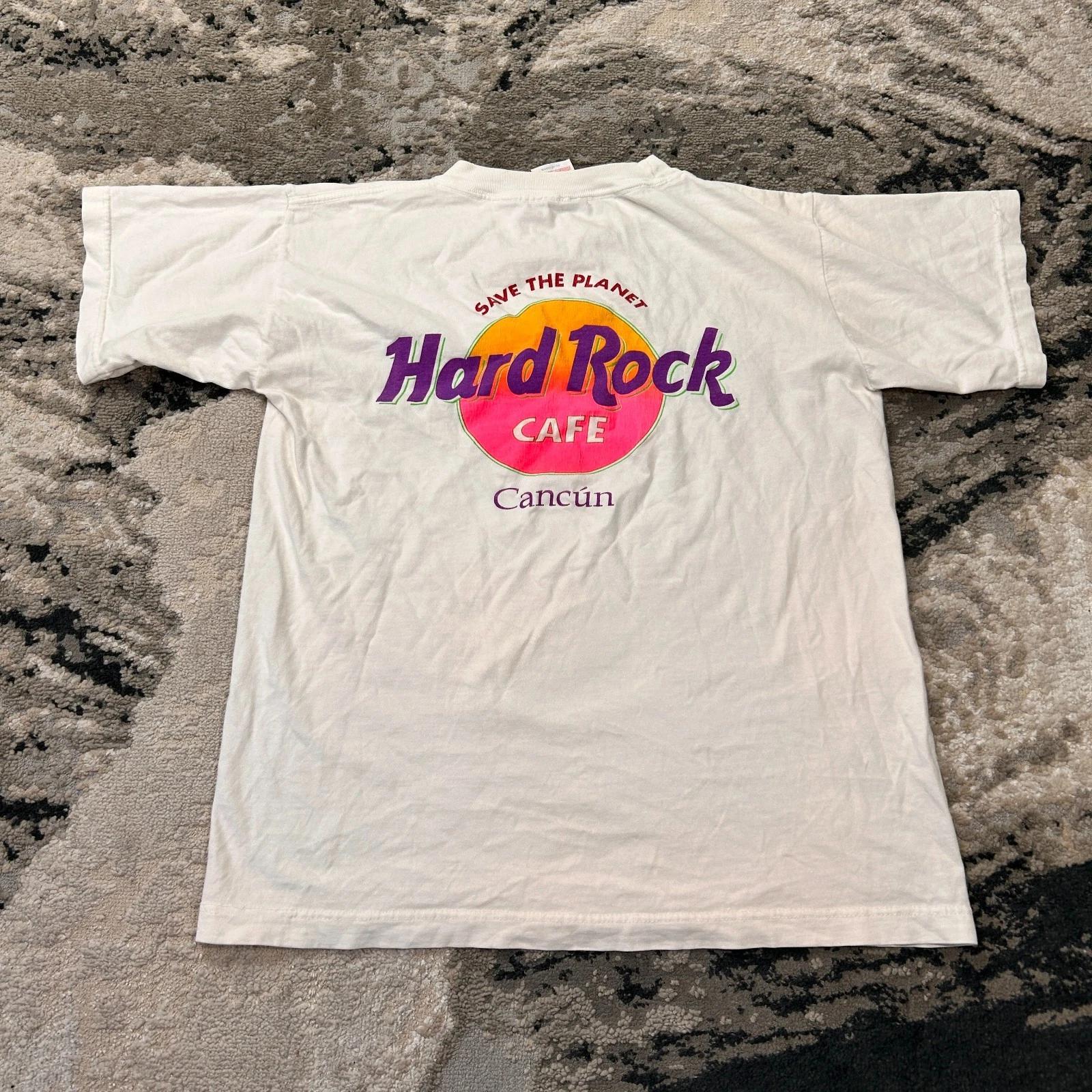 VTG 1980s Watex T Shirt Mens Medium White Hard Rock Cafe Cancun Preshrunk Cotton 4XL
