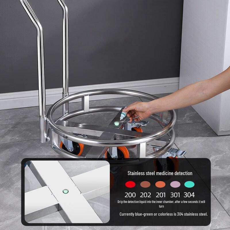 SUS304 Insulated Bucket Trolley Base with Handle, 72cm