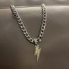 Hip Hop Zircon Lightning Pendants Necklace with Iced Out Miami Cuban Chain Rapper Party Wear Jewelry