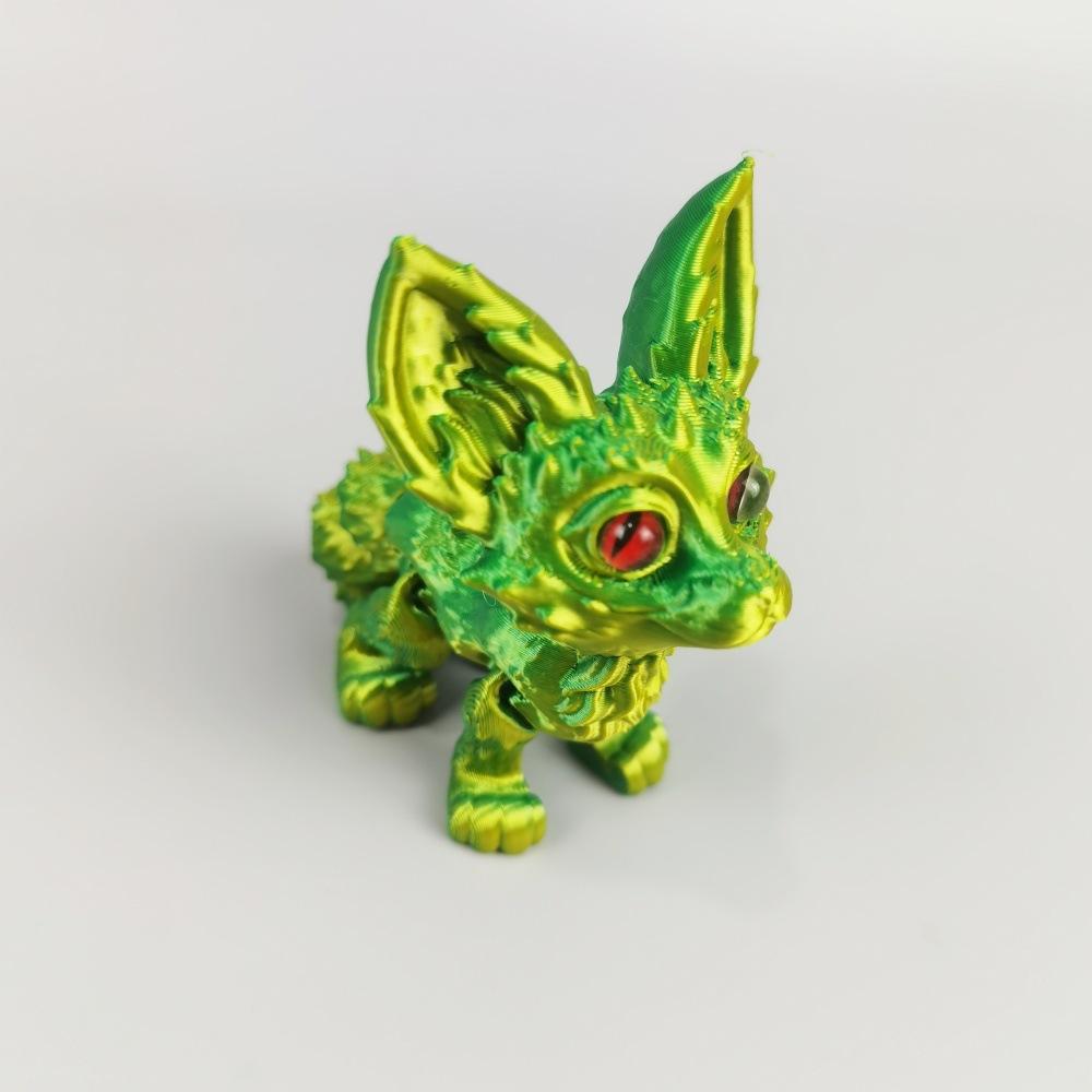 3D Printing Small Fox Cute Creative Modelling Animal Toys Office Home Decoration Small Ornaments Big Ears Fox Children's Gifts