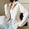 Zipper Sports Cardigan Hooded Jacket Casual Solid Color Long Sleeved Sweatshirt